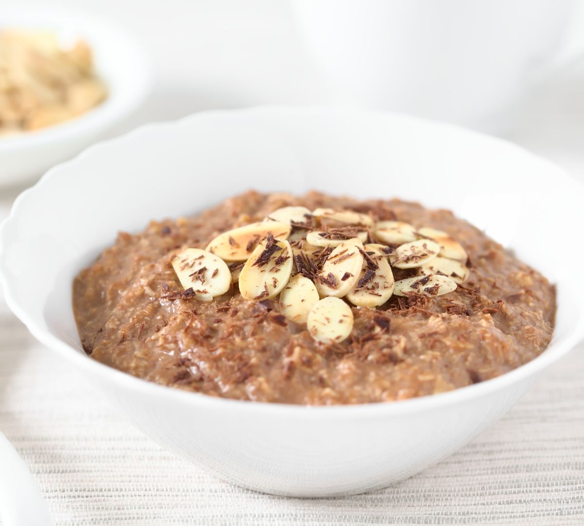 bowl of chocolate protein oatmeal